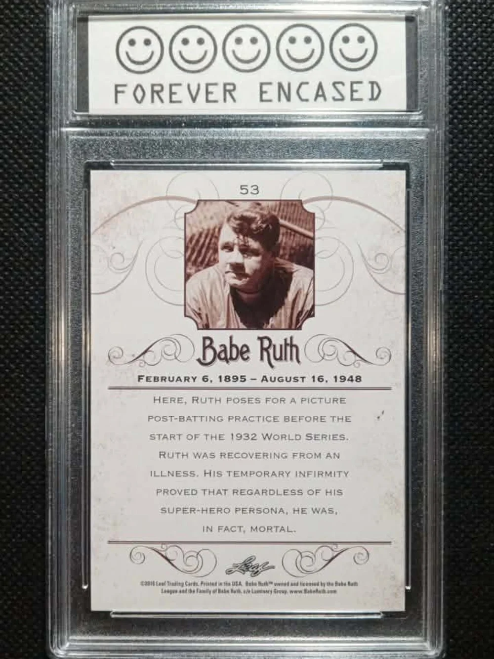 2016 Leaf Babe Ruth Collection Babe Ruth #53 HOF - Picture 2 of 2